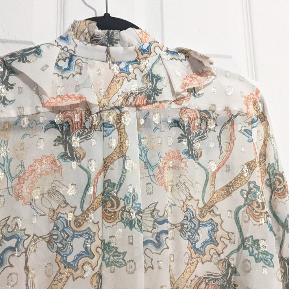 Chloe Floral Printed Blouse in Silk Lurex - Picture 15 of 16